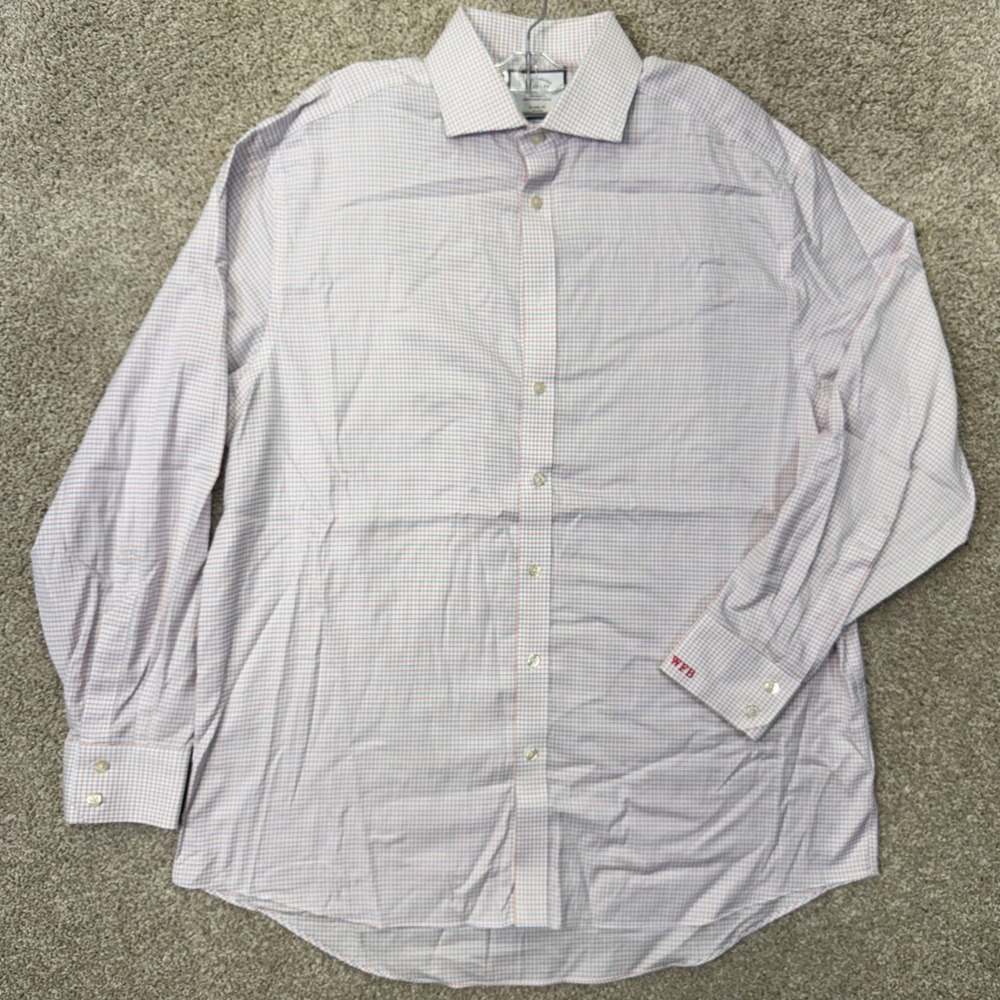 Charles Tyrwhitt Dress Shirt Mens 17.5/36 Classic Fit Blue Red Check EUC